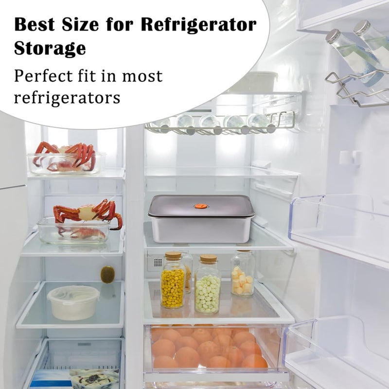 BSTKEY Pizza Dough Proofing Box, Stainless Steel Rectangle Food Storage Box Container with Leak Proof & Airtight Lid, 11.8 x 8.3Inch Large Capacity Household Pizza Dough Container - Image 4